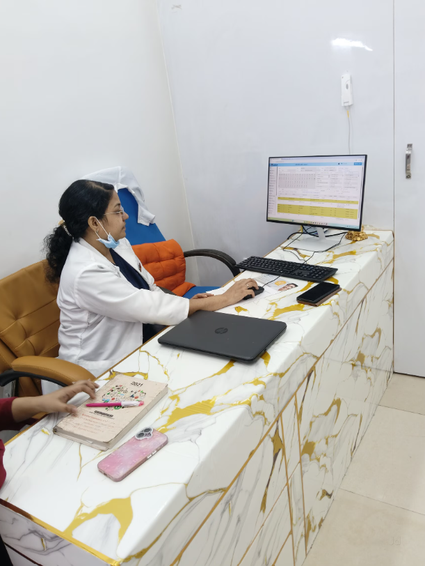 Patient smiling during dental treatment at Shri Dental Care